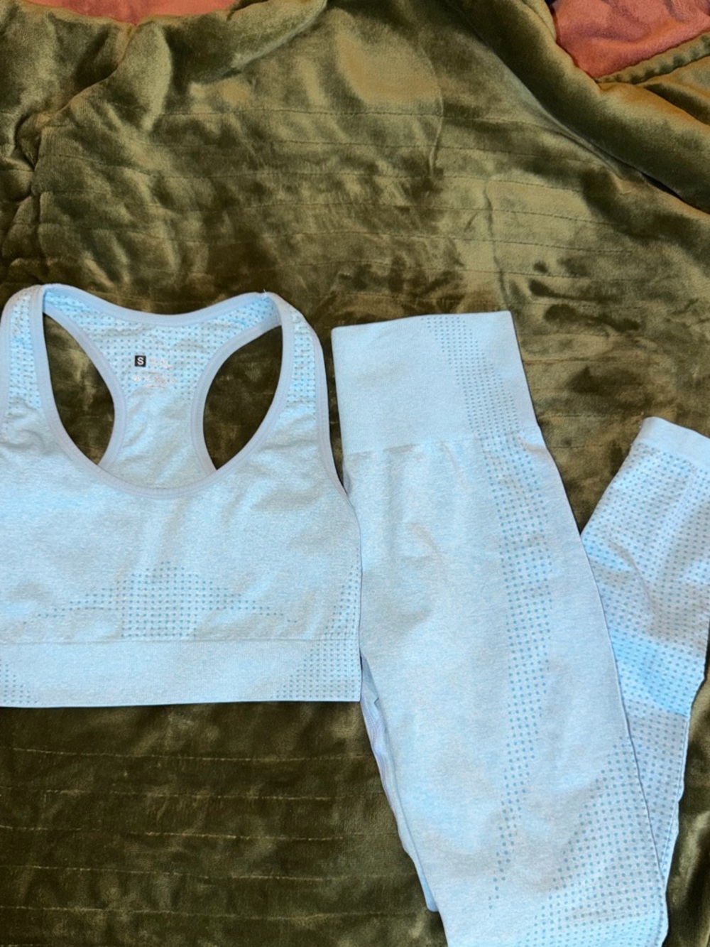 Light Blue Seamless Sports Bra & Legging Set